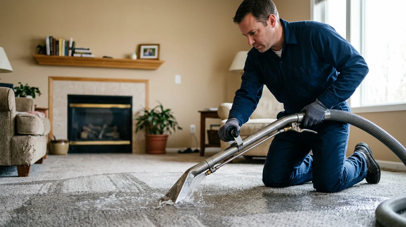 Water damage restoration technician working near New Melle, MO
